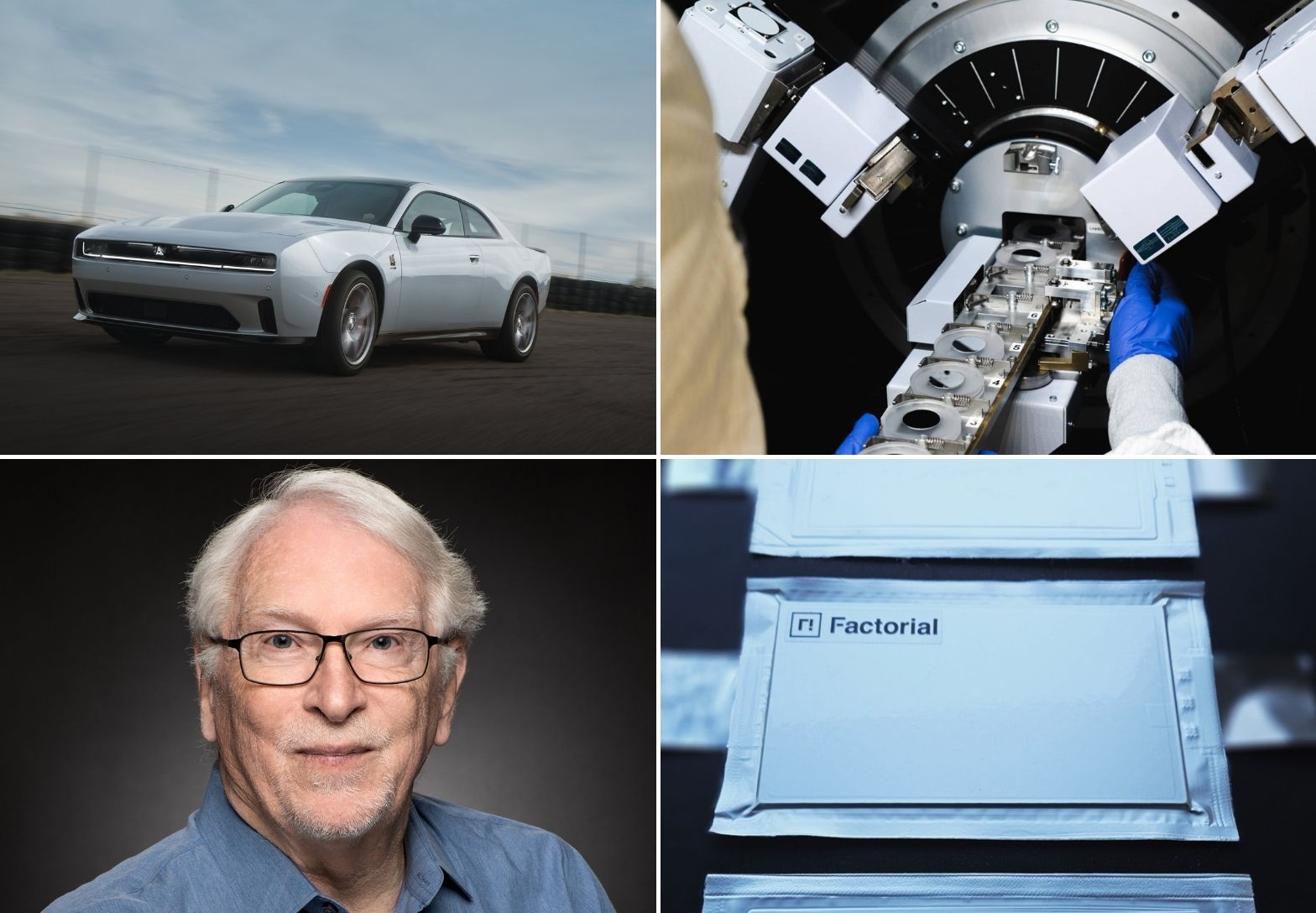 An image of an electric car, a battery, and an author