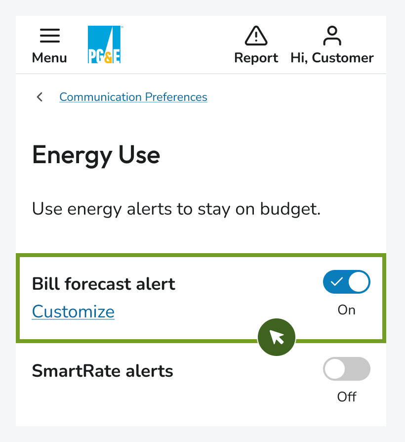 청구 예측 알림 켜짐