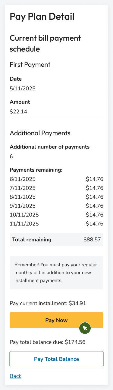 detalles del plan de pago