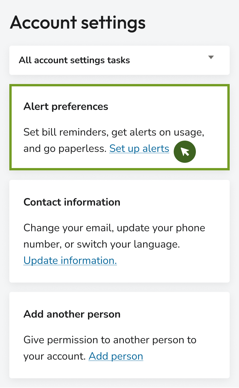 계정 설정 알림