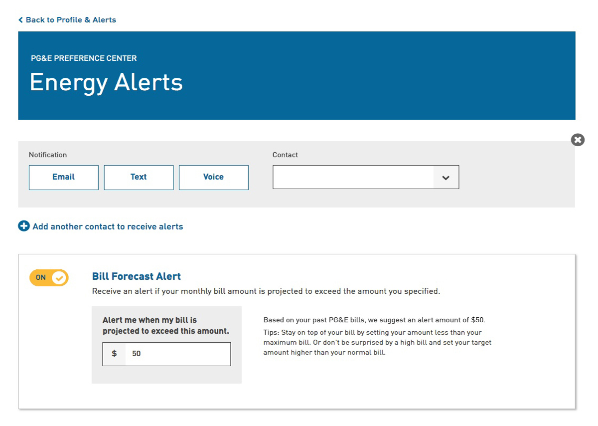 Set up bill forecast alerts from your account dashboard