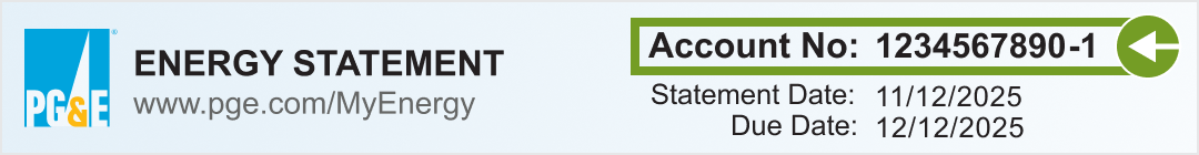 tìm số tài khoản của quý vị ở trên cùng bên phải của hóa đơn năng lượng