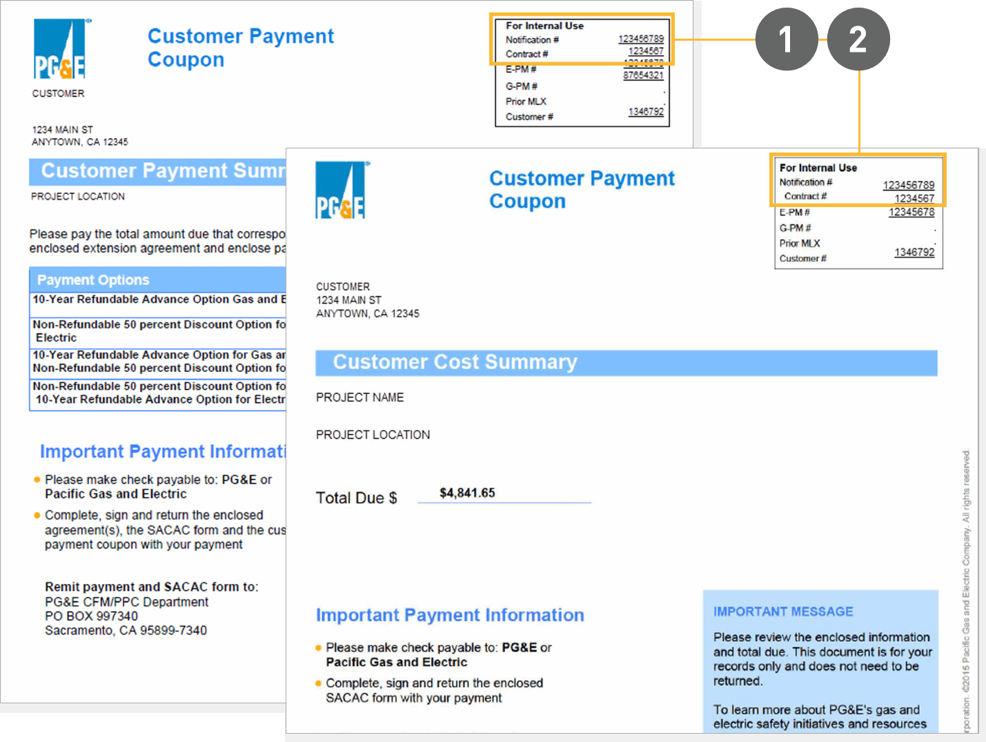 Sample customer payment coupon