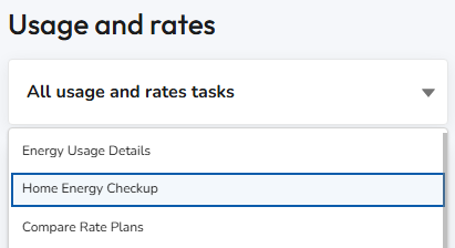 Home Energy Checkup selection