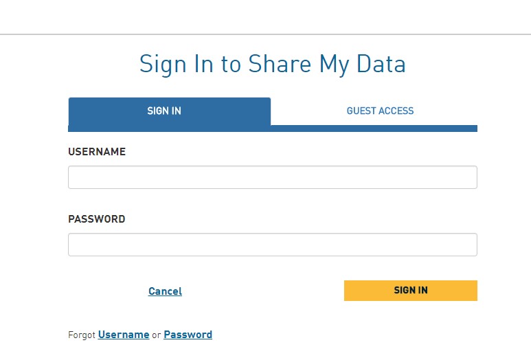 تسجيل الدخول لمشاركة بياناتي عبر الإنترنت