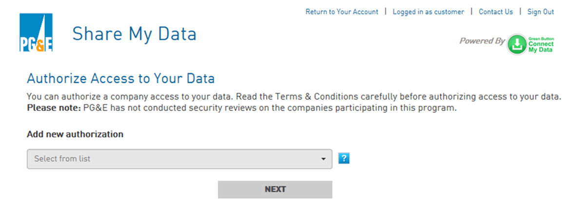 Add new authorization to Share my data